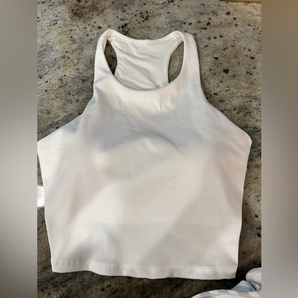 All in Motion Womens White Ribbed Bra Crop Top